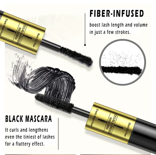 Miniatura 2 de Máscara con infusión de fibra, fibras pequeñas negras incluidas rímel para extender y alargar las pestañas, para un máximo volumen y efecto de rizo