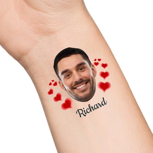 Miniatura 32 de Tatuajes temporales personalizados con texto de nombre, tatuaje temporal personalizado con logotipo fotográfico para adultos, parejas, mujeres