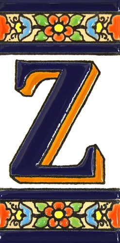 Miniatura 38 de FLORES MEDIANO - Azulejos de letras de casa pintados a mano de 4,29" x 2,13" para letreros, direcciones y nombres Letra "V