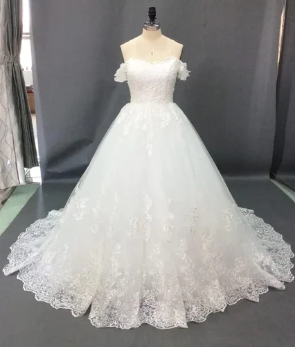Miniatura 5 de XYAYE Verano playa una línea vestidos de novia para novia 2021 con mangas fuera del hombro vestido de novia con apliques XY013