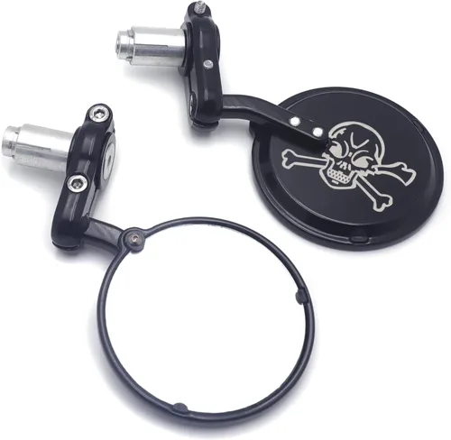 Miniatura 9 de Nuevos espejos redondos de 1 pulgada para extremo de barra para Kawasaki Suzuki Ducati, color negro