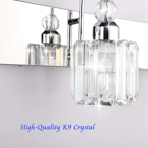 Miniatura 3 de Ralbay Moderna lámpara de tocador de baño, accesorio de pared de cristal de 2 luces para baño Cromo redondo