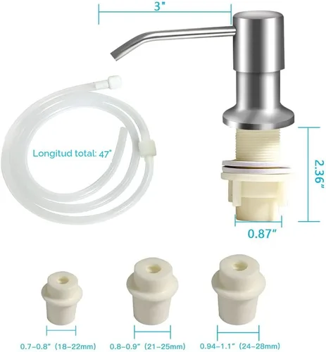 Miniatura 5 de OHiHi Dispensador de jabón para platos para fregadero de cocina (níquel cepillado), dispensador de jabón para fregadero de encimera, bomba de agua