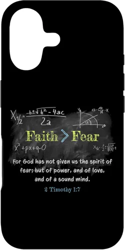 Faith > Fear 2 Timothy 1:7 Christian Verse Math Equation Case for iPhone 17