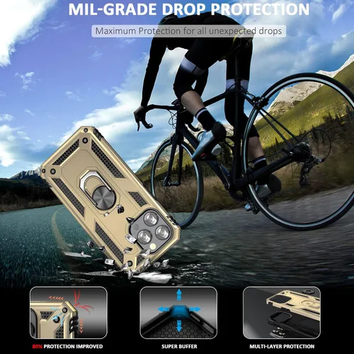 Miniatura 4 de ADDIT Funda para iPhone 12 Pro Phone Case iPhone 12, con soporte de anillo, soporte magnético para automóvil, grado militar, resistente, para iPhone