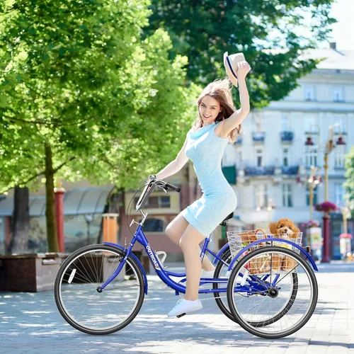 Miniatura 2 de Betterland Triciclo para adultos de 24/26 pulgadas, triciclo cómodo con canasta grande, bicicleta de crucero estable de 3 ruedas para compras