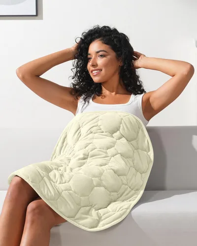 Miniatura 10 de Kivik Manta con peso para viajes, 5 libras, manta de regazo con peso de 29 x 33 pulgadas, cobertura de cuerpo completo y ligera, almohadilla de Gris