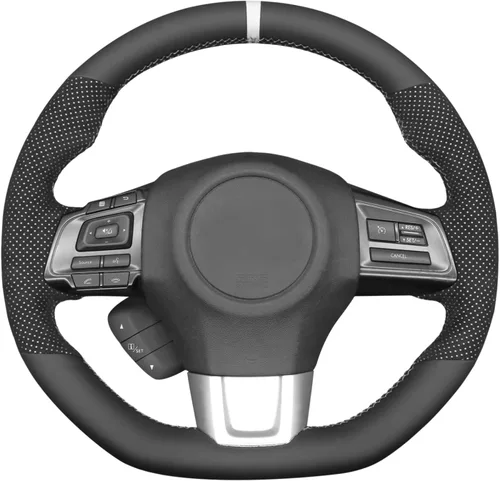 Miniatura 11 de MEWANT Funda de volante de automóvil transpirable cosida a mano para Subaru WRX 2015-2021 / WRX STI 2015-2021, accesorios para volante Subaru WRX