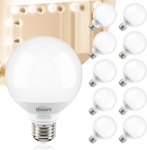 Miniatura 14 de Honesorn Bombilla de tocador equivalente a 60 W, base E26 blanca cálida de 2700 K, luz redonda para baño, bombillas LED G25 para espejo de tocador