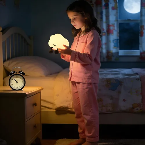 Miniatura 8 de YISUN Luz nocturna de nube, bonita luz nocturna de silicona para bebé pequeño, lámpara LED recargable para cuarto de bebé con temporizador, 3