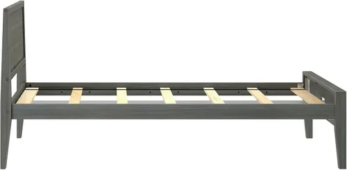 Miniatura 5 de Plank+Beam Base de cama individual de madera maciza con cabecera de panel, cama moderna de plataforma individual con soporte de listones de madera