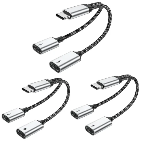 Miniatura 10 de MOGOOD Cable divisor USB C de 60 W, 2 en 1 USB-C macho a doble USB-C hembra, carga mientras usas auriculares, SSD, DAC o controlador, para Steam