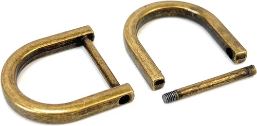 Miniatura 7 de 4 anillos en D resistentes con grillete de 1-1/2 pulgadas, oro antiguo, en forma de U, repuesto para bolso, llavero, collar de perro