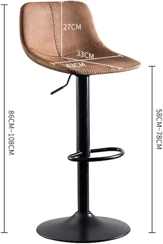 Miniatura 2 de Taburetes de bar ajustables Simplicity Silla de bar giratoria de cuero con respaldo de concha, sillas de pub con altura de mostrador, sillas