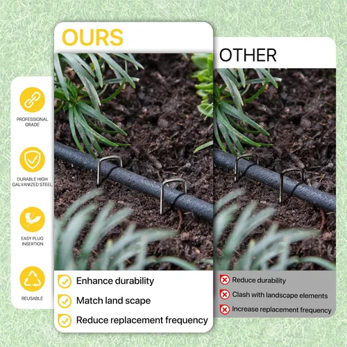 Miniatura 3 de Grapas para Paisajismo de 6 pulgadas, Grapas para Césped Galvanizadas Calibre 11, Estacas de Jardín Resistentes para Asegurar sin Esfuerzo Tela