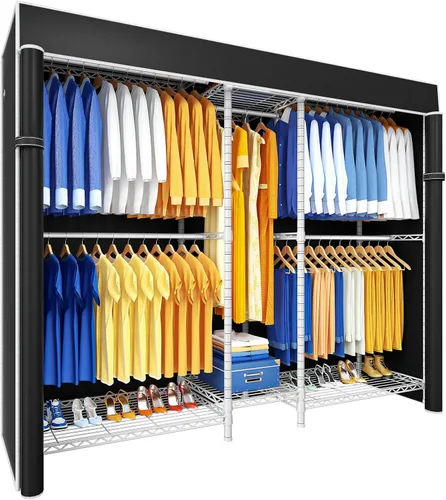 Ulif E12C - Sistema organizador de armario de servicio pesado, estantes de ropa independientes para colgar ropa, perchero ajustable de 71 pulgadas