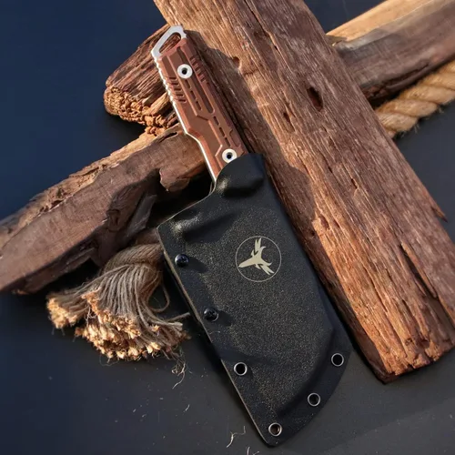 Miniatura 5 de Cuchillo de táctica de alta resistencia, hoja fija de espiga completa, mango de lino de acero Sleipner, para caza, camping, caza