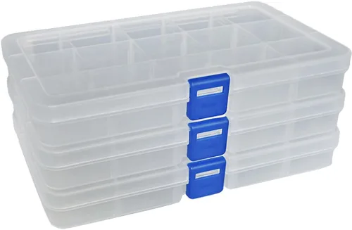 Miniatura 9 de DUOFIRE Recipiente organizador de plástico separador almacenador ajustable compartimento modular con tapa para joyas abalorios aretes herramientas