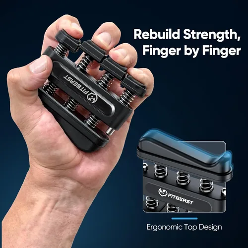 Miniatura 5 de FitBeast Set de prueba de fuerza de agarre con herramientas para fortalecer las manos – Rastrea el progreso, desarrolla la fuerza y apoya la Negro