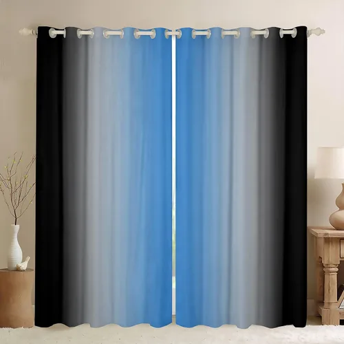 Miniatura 41 de jejeloiu Cortinas rojas y negras para dormitorio (2 paneles, 38 x 45 pulgadas) con líneas geométricas de rayas 30% a 50% cortinas opacas para niños