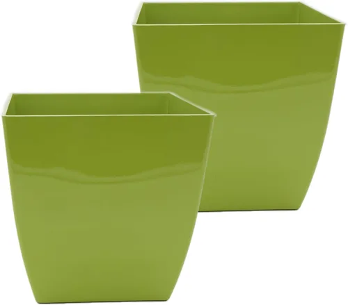 Miniatura 10 de The HC Companies Aria Maceta cuadrada de riego automático con drenaje, macetas para plantas de exterior y plantas de interior, macetas de plástico