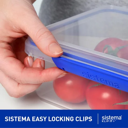 Miniatura 2 de Sistema KLIP IT Recipiente para almacenar alimentos, 5 L, hermético y apilable, sin BPA, transparente con sujetadores azules