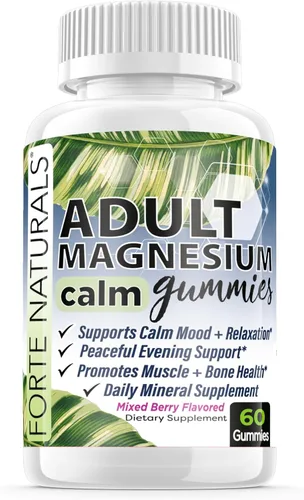 Gomitas de magnesio para adultos para adultos, 60 unidades. Gomitas de magnesio de pectina a base de plantas. Suplementos fabricados en los Estados