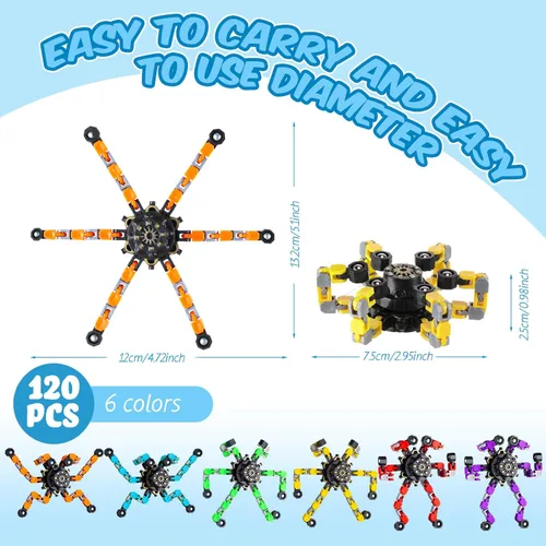 Miniatura 2 de Paquete de 120 juguetes giratorios transformables para niños y adultos, divertidos juguetes sensoriales para aliviar el estrés para niñas y niños