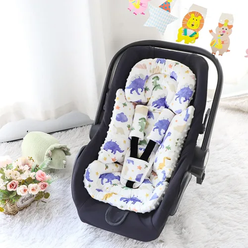 Miniatura 2 de Inserto de asiento de automóvil infantil con 3 fundas de correa, soporte de cabeza de asiento de automóvil suave para niñas bebés, tela de felpa