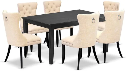 Miniatura 18 de East West Furniture DUDA7-BLK-12 - Juego de mesa y sillas de cocina de 7 piezas, consta de una mesa de comedor rectangular y 6 sillas Parson