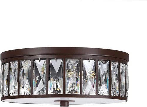 Miniatura 13 de Lámpara de techo de tambor de cristal cromada de 12 pulgadas, montaje semiempotrado, accesorio de granja para sala de estar, comedor, dormitorio