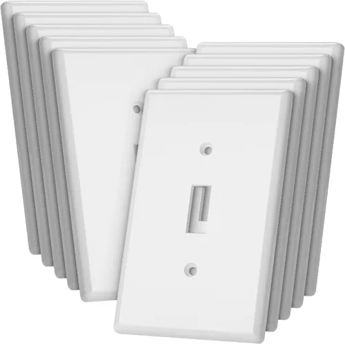 Miniatura 22 de Bates- Cubierta para interruptor de luz, cubiertas de placa de interruptor, paquete de 10, cubierta de interruptor de luz individual, 1 banda, Blanco