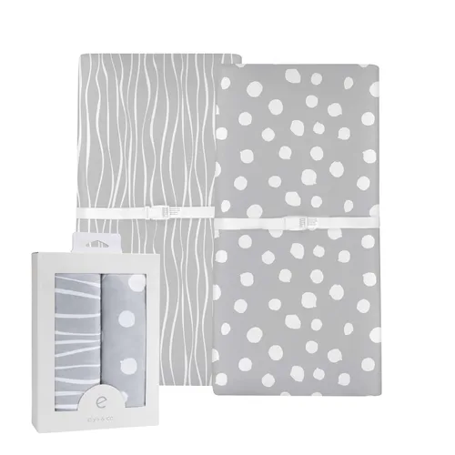 Ely's & Co - Juego de fundas para cambiador, 2 unidades, 100% algodón de jersey, rayas y puntos abstractos, color gris Gris Resumen