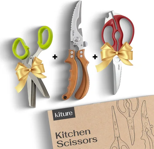 Tijera de cocina resistente con tijeras multiusos y para hierbas, acero inoxidable 420 para pollo, carne, pescado y aves de corral, juego de regalo