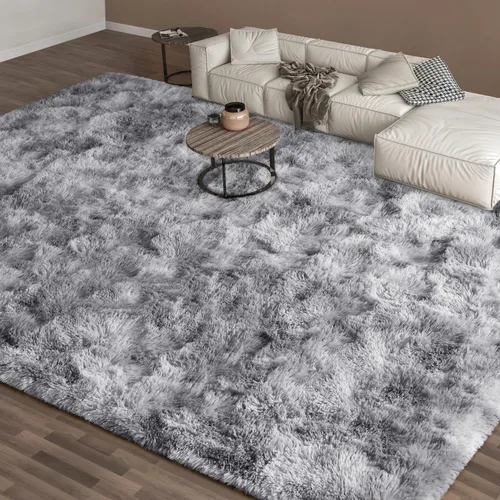 Miniatura 13 de EVOIONOS - Alfombra redonda gris para dormitorio, 5x5 pies; alfombras circulares suaves y esponjosas para sala de estar, alfombras de felpa peludas