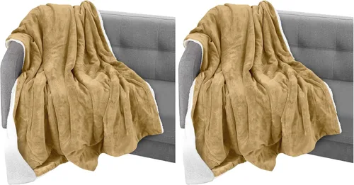 Miniatura 43 de Elegant Comfort Manta reversible de franela sherpa, ultrasuave, mullida, acogedora y afelpada, manta decorativa ligera para todas las estaciones, 50