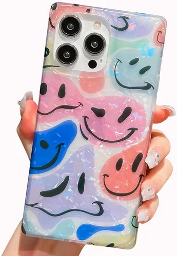 Miniatura 13 de Funda compatible con iPhone 13, borde rectangular, bonita funda protectora de lujo con diseño de flores al óleo para mujeres y niñas, funda