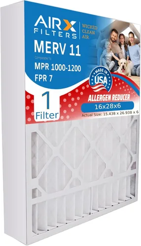 AIRX FILTERS WICKED CLEAN AIR. Filtro de aire 16x28x6 MERV 11 Compatible con filtro de horno Aprilaire 401 1 Single Filter 1