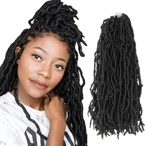 Miniatura 53 de Niseyo Rastas de pelo sintético de ganchillo de 24 pulgadas, 6 paquetes de extensiones de cabello sintético lacio de ganchillo largo