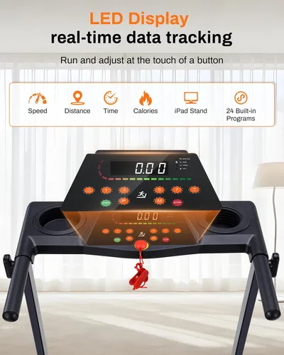 Miniatura 2 de ECHANFIT Incline Treadmill with Handles, 3.0 HP Small Treadmills for Home with 300 LBS Capacity, Walking Pad with LED Dispay, 24 Preset Programs