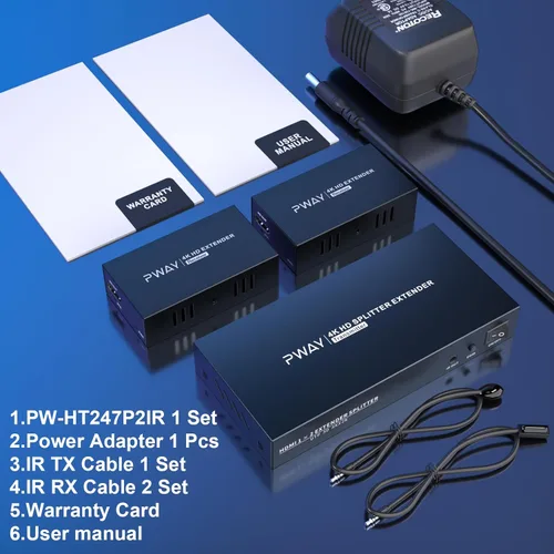 Miniatura 7 de Divisor extensor HDMI 1x2 HD 4K @60Hz hasta 196.9 ft (196 pies) - Cable de salida CAT5/CAT6/CAT7 Transmisor y receptor HDMI con interruptor