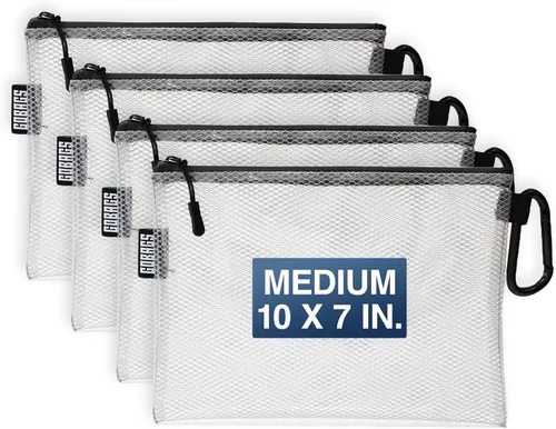 GOBAGS Air Production Bolsa Mediana Transparente con Cremallera (Paquete de 4) – Organizador de Cables y Bolsa de Equipo de Viaje para Electrónicos,