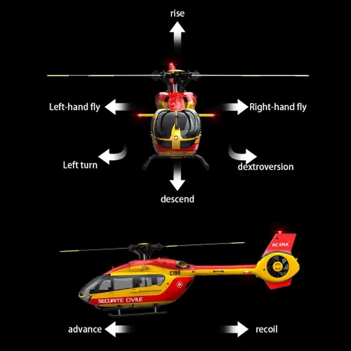 Miniatura 8 de C190 H145 6CH Helicóptero de control remoto avión para adultos principiantes RC Heli solo rotor sin altitudes mantener la altitud/posicionamiento