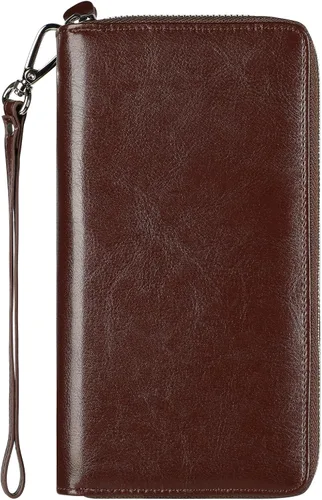 Miniatura 76 de Lavemi Pequeña cartera compacta para mujer, con bloqueo RFID, de piel auténtica, plegable, con ventanas de identificación