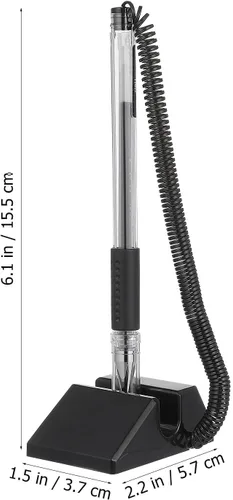 Miniatura 2 de NUOBESTY 3 bolígrafos de seguridad con cadena, soporte adhesivo para mostrador de bolígrafo, bolígrafos de escritorio de tinta de gel negro