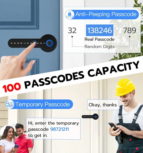 Miniatura 4 de eLinkSmart Cerradura de puerta de huellas dactilares, cerradura de puerta de entrada sin llave con mango de teclado, perilla inteligente biométrica