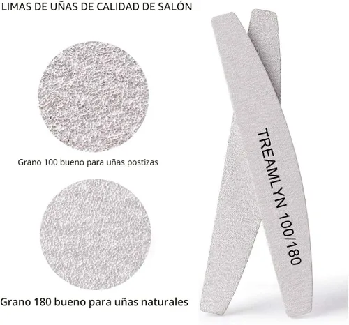 Miniatura 5 de 10 limas de uñas ásperas de grano 100/180, limas de uñas resistentes para uñas acrílicas/naturales, tableros de esmeril para uñas, relleno de uñas