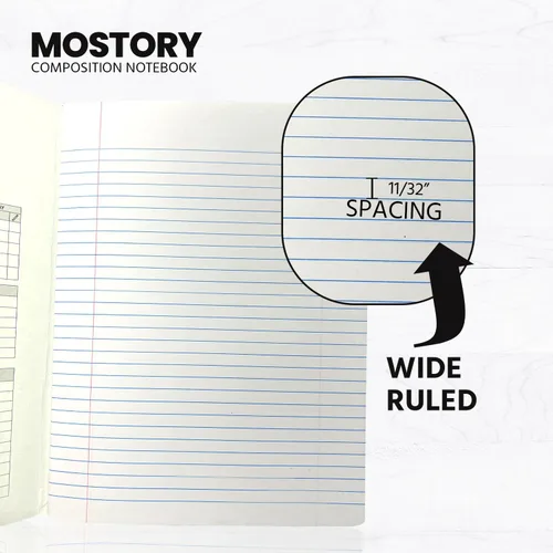 Miniatura 4 de MOSTORY Paquete de 5 cuadernos de composición – 200 páginas con rayas anchas (100 hojas), tamaño 7.5 x 9.75 pulgadas, suministros escolares a