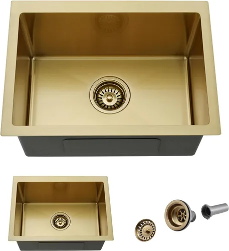 Miniatura 12 de Fregadero de cocina de montaje inferior de 22 pulgadas, fregadero de acero inoxidable de montaje inferior de 22 x 16 pulgadas, calibre 18, hecho a