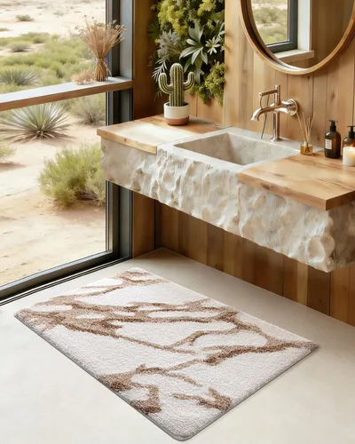Miniatura 3 de DEXI Alfombra de baño 17x30, antideslizante, lavable a máquina, de mármol, absorbente, gruesa, de microfibra, alfombra suave y lujosa para el piso